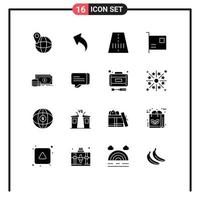 Set of 16 Commercial Solid Glyphs pack for money investment transport finance gadget Editable Vector Design Elements