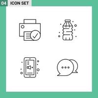 Stock Vector Icon Pack of 4 Line Signs and Symbols for computers back to school gadget drink phone Editable Vector Design Elements