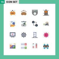 Set of 16 Modern UI Icons Symbols Signs for seo content zoology vacation bag Editable Pack of Creative Vector Design Elements