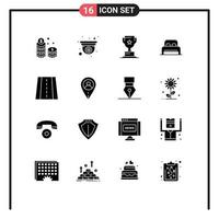 16 User Interface Solid Glyph Pack of modern Signs and Symbols of perspective room web sleep marketing Editable Vector Design Elements