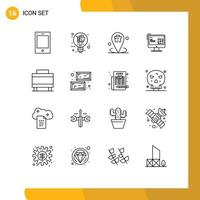 Universal Icon Symbols Group of 16 Modern Outlines of design repair business construction placeholder Editable Vector Design Elements