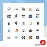 Flat Color Pack of 25 Universal Symbols of gas station city cart buy trolley Editable Vector Design Elements