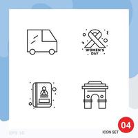 Set of 4 Modern UI Icons Symbols Signs for van global day book india Editable Vector Design Elements