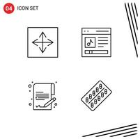 User Interface Pack of 4 Basic Filledline Flat Colors of angular user browser content economy Editable Vector Design Elements