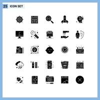Pictogram Set of 25 Simple Solid Glyphs of mission human code search space science Editable Vector Design Elements