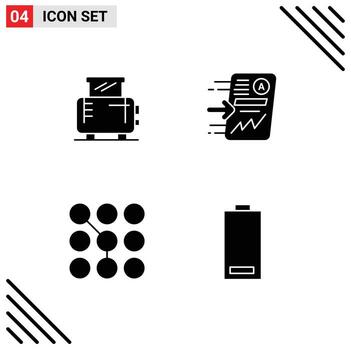 conjunto de glifos sólidos universales para aplicaciones web y móviles acceso eléctrico informe de tostadora elementos de diseño vectorial editables de clave de paso vector