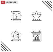 Mobile Interface Line Set of 4 Pictograms of can nautical oil hollywood sailboat Editable Vector Design Elements