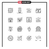 Modern Set of 16 Outlines and symbols such as phone world download health cancer Editable Vector Design Elements