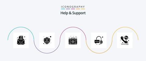 Help And Support Glyph 5 Icon Pack Including . call diversion. aid. call deflection. operator vector