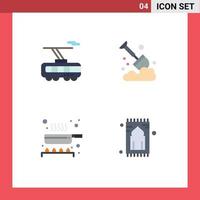 4 Universal Flat Icon Signs Symbols of clever food transport farming kitchen Editable Vector Design Elements