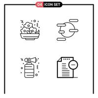 Mobile Interface Line Set of 4 Pictograms of fast night nugget uranus remove Editable Vector Design Elements