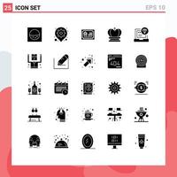 Modern Set of 25 Solid Glyphs Pictograph of code app home empire king Editable Vector Design Elements