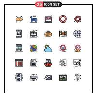 25 User Interface Filled line Flat Color Pack of modern Signs and Symbols of graph lifebuoy buy life store Editable Vector Design Elements