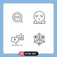 4 Universal Line Signs Symbols of search connection delete human messaging Editable Vector Design Elements