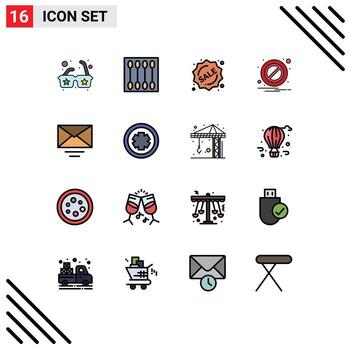 Stock Vector Icon Pack of 16 Line Signs and Symbols for text mail badge warning block Editable Creative Vector Design Elements