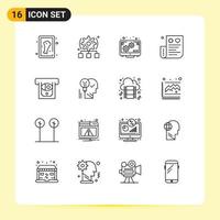 Set of 16 Commercial Outlines pack for money atm promotion finance credit Editable Vector Design Elements