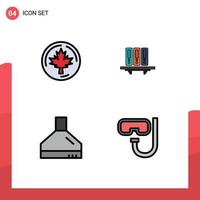 Set of 4 Modern UI Icons Symbols Signs for autumn folders maple data extractor Editable Vector Design Elements