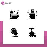 Group of 4 Solid Glyphs Signs and Symbols for bodybuilding trick nutrition hat break Editable Vector Design Elements