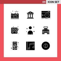 Universal Icon Symbols Group of 9 Modern Solid Glyphs of male hobbies service tic tac toe software Editable Vector Design Elements