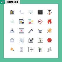 Universal Icon Symbols Group of 25 Modern Flat Colors of laser printer monitor modeling wheel Editable Vector Design Elements