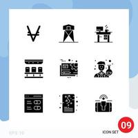 9 iconos creativos signos y símbolos modernos de transporte de documentos tren de guerra trabajando elementos de diseño vectorial editables vector