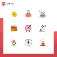 9 User Interface Flat Color Pack of modern Signs and Symbols of investment target notification seo marketing Editable Vector Design Elements