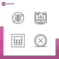 4 Thematic Vector Filledline Flat Colors and Editable Symbols of grow wireframe plant property close Editable Vector Design Elements
