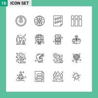 Modern Set of 16 Outlines Pictograph of man layout high image collage Editable Vector Design Elements