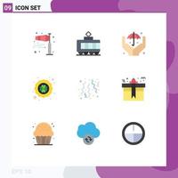 9 Creative Icons Modern Signs and Symbols of confetti birthday hands poker four leaf clover Editable Vector Design Elements