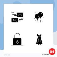 Set of 4 Modern UI Icons Symbols Signs for email safety message ireland unlock Editable Vector Design Elements