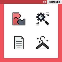 Stock Vector Icon Pack of 4 Line Signs and Symbols for education document puzzle pieces data file Editable Vector Design Elements