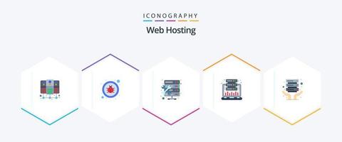 Web Hosting 25 Flat icon pack including server hosting. web. hosting. statistic. graph vector