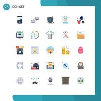 Group of 25 Modern Flat Colors Set for bug configure health insurance membership man Editable Vector Design Elements