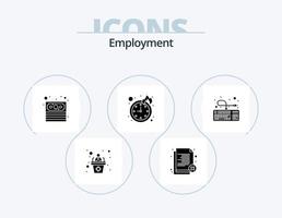 Employment Glyph Icon Pack 5 Icon Design. hardware. computer. reject. timepiece. deadline vector