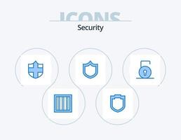 paquete de iconos azul de seguridad 5 diseño de iconos. . blindaje. seguridad vector