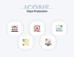 paquete de iconos planos de protección de datos 5 diseño de iconos. proteccion. conexión. mapa. blindaje. proteccion vector