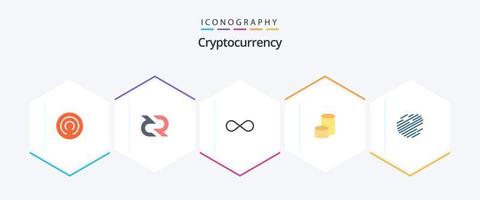 Cryptocurrency 25 Flat icon pack including factom. crypto. infinite coin. coin. currency vector