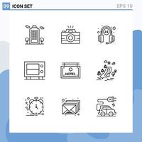 Set of 9 Modern UI Icons Symbols Signs for board hotel customer safe deposit Editable Vector Design Elements