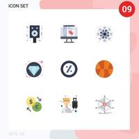 9 Thematic Vector Flat Colors and Editable Symbols of set price snowflake percent jewelry Editable Vector Design Elements