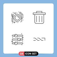 Universal Icon Symbols Group of 4 Modern Filledline Flat Colors of dining toggle switch plate design element coin Editable Vector Design Elements