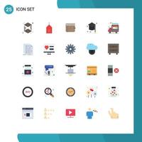 25 Universal Flat Colors Set for Web and Mobile Applications car hat money education college Editable Vector Design Elements