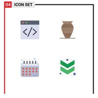 Group of 4 Flat Icons Signs and Symbols for web healthy diet amphora jar arrow Editable Vector Design Elements