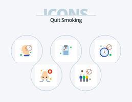 Quit Smoking Flat Icon Pack 5 Icon Design. cigarette. report. not allowed. smoking. problem vector