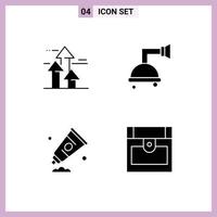4 User Interface Solid Glyph Pack of modern Signs and Symbols of arrows art forward clean paint Editable Vector Design Elements