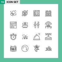 Group of 16 Modern Outlines Set for sale commerce bug buy computer Editable Vector Design Elements