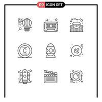 paquete de iconos de vector de stock de 9 signos y símbolos de línea para la decoración del edificio de educación de pascua de huevo elementos de diseño de vector editable seo