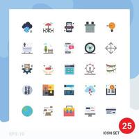 25 Universal Flat Color Signs Symbols of solution darts mobile target battery Editable Vector Design Elements