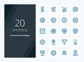 20 Achievements  Badges Blue Color icon for presentation vector