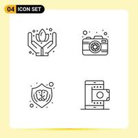 Universal Icon Symbols Group of 4 Modern Filledline Flat Colors of hand idea camera capture brain Editable Vector Design Elements