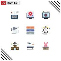 Set of 9 Modern UI Icons Symbols Signs for cabinet wifi screen presentation data Editable Vector Design Elements